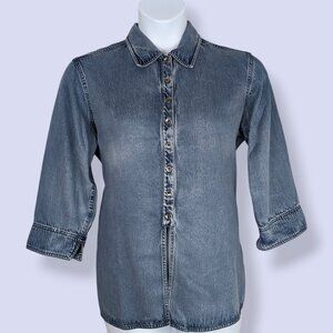 V. Liz Claiborne Denim Button Down Blouse